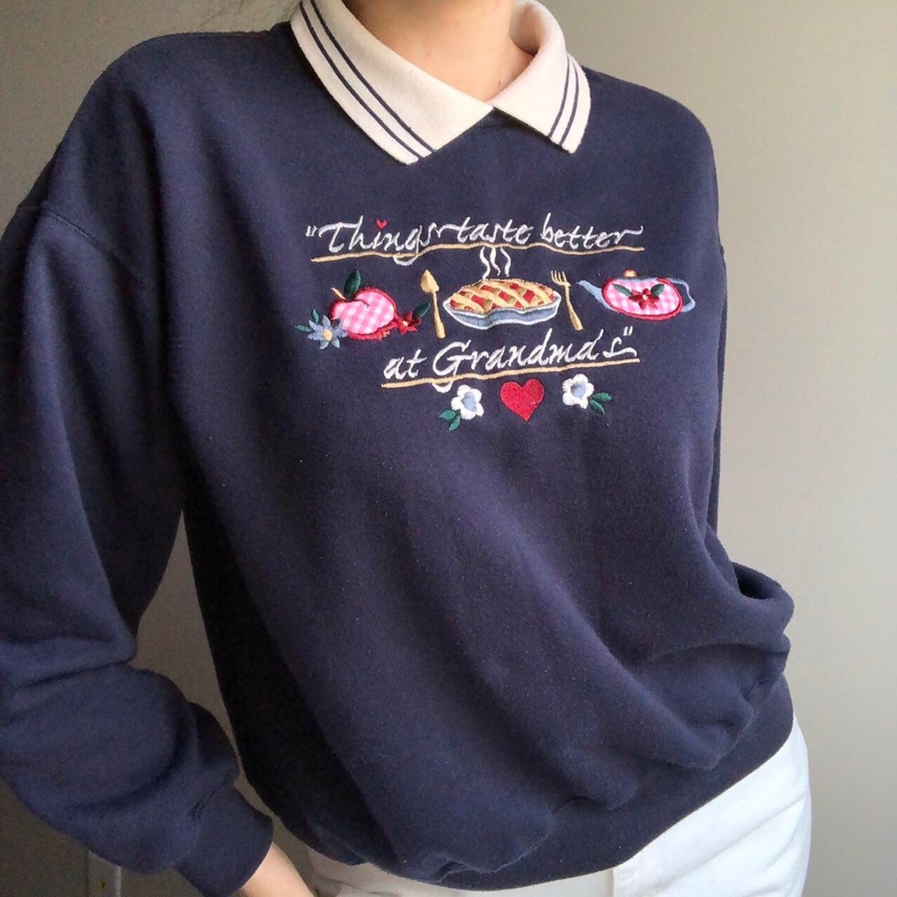 Vintage 80’s Collared Thanksgiving Sweatshirt Medium